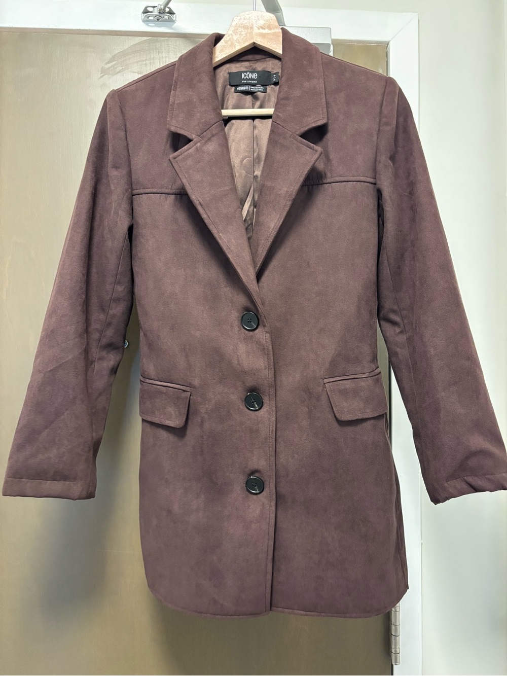 Simons Brown Suede-Effect Tailored Blazer